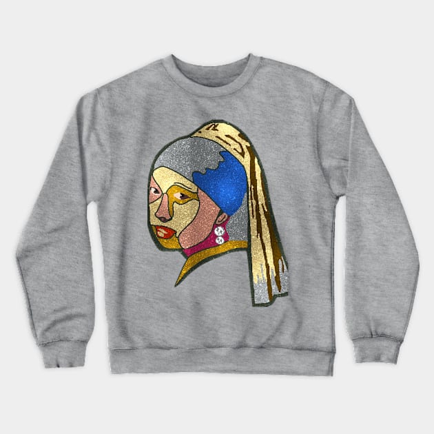 Girl with A Pearl Earring Sparkly Crewneck Sweatshirt by Girlparody